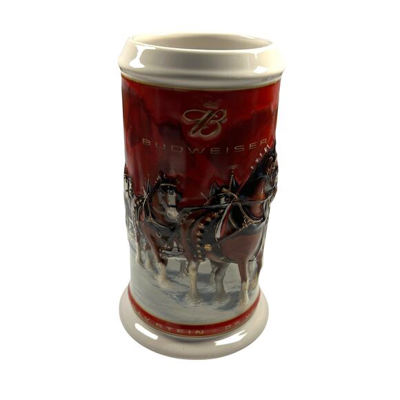 2004 Budweiser Holiday Stein Clydesdales Beer Mug 25th Anniversary - Picture 6 of 7